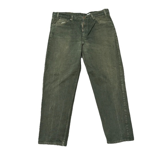 Vintage Levis Orange‎ Tab 555 Green Denim Jeans made in USA 38x30 - Picture 3 of 8